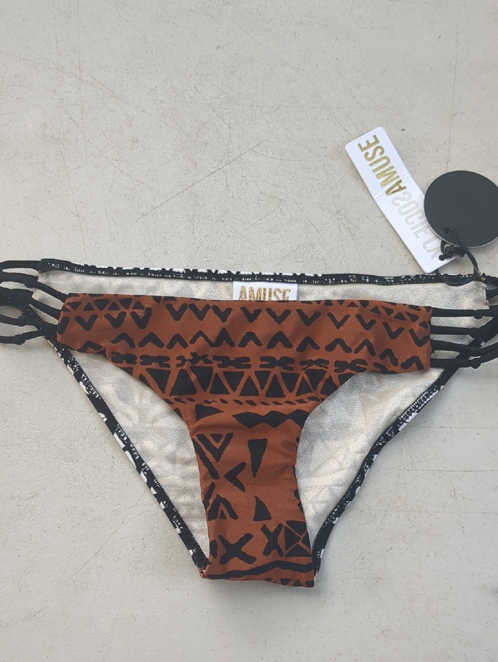 Amuse Society Rust Tribal Print Strappy Bikini Bottom